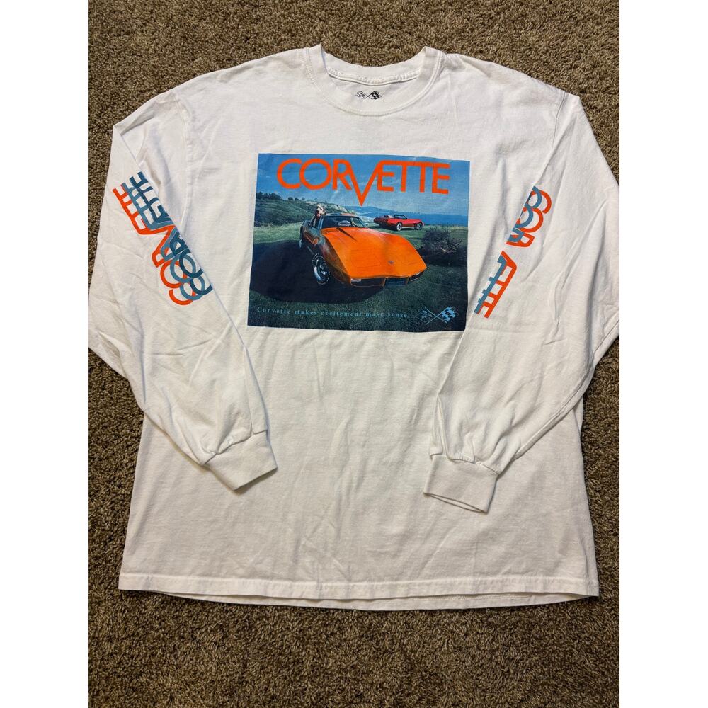 Vintage Corvette Graphic T Shirt Long Sleeve Mens Size Large